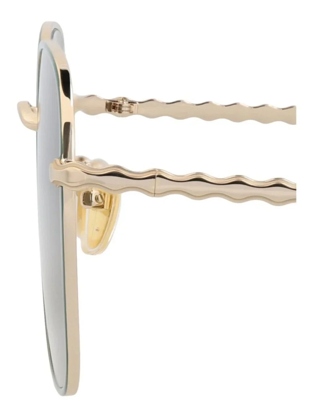 New Chloé Women's Sunglasses Square Rectangle Metal Frame Gold Gold Green